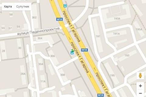 Бэклайт A в Харькове, 1.2x1.8  Гагаріна просп., 306 (зупинка) схема