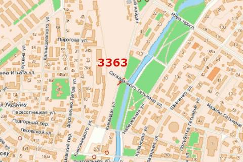 Билборд A в Ровно, 3x6  Кіквідзе вул. - Сагайдачного Гетьмана вул. схема