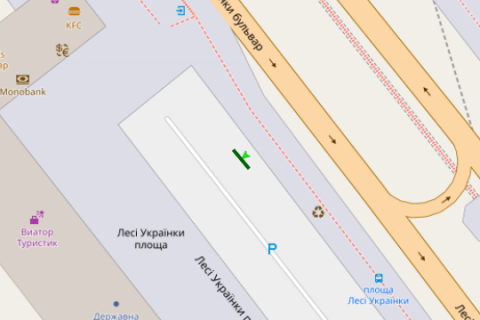 Нестандарт A у Києві, Нестандарт  Лесі Українки бульв., 26 площа навпроти ЦВК України, праворуч -зупинка громадського транспорту (брендування) схема