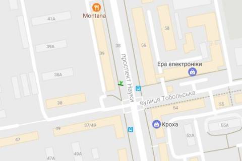 Скроллер A в Харькове, 2.3x3.14  Науки просп. (Леніна просп.), 39 - Тобольська вул. - 42309 схема