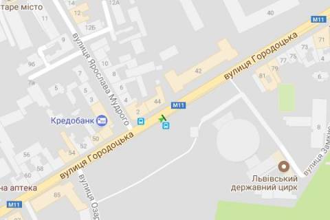 Ситилайт A в Львове, 1.2x1.8  Городоцька вул., 44 схема