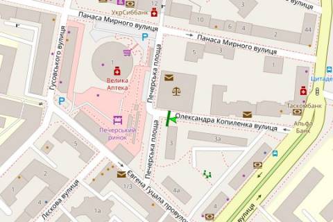 Бэклайт A в Киеве, 1.2x1.8  Олександра Копиленка вул., 3 схема
