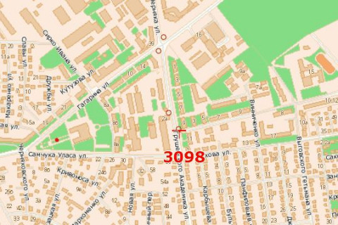 Билборд A в Ровно, 3x6  Грушевського Академіка вул. - Струтинської вул. схема