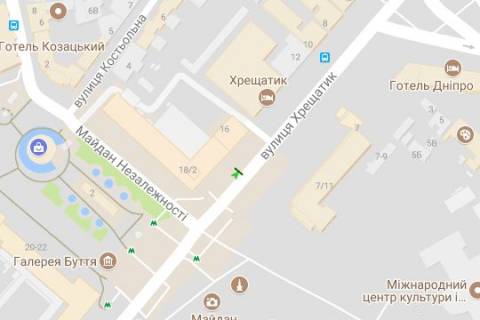 Бэклайт B в Киеве, 1.2x1.8  Хрещатик вул., 16 ("Юнітрейд", "Райффайзенбанк") схема