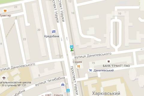 Бэклайт B в Харькове, 1.2x1.8  Науки просп. (Леніна просп.) - Данилевського вул. схема