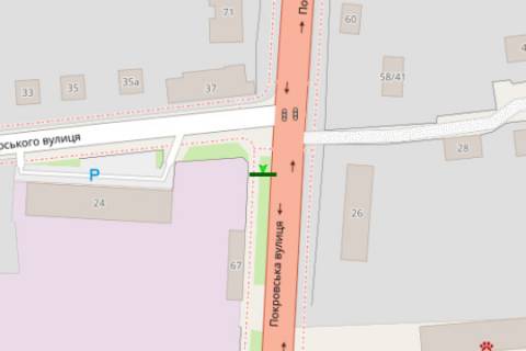 Білборд, Бігборд (Борд)  A у Житомирі, 3x6  Покровська вул. (Щорса вул.), 67 схема