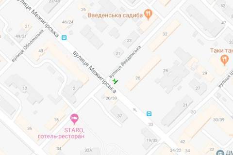 Бэклайт B в Киеве, 1.2x1.8  Межигірська вул. - Введенська вул., 26 схема