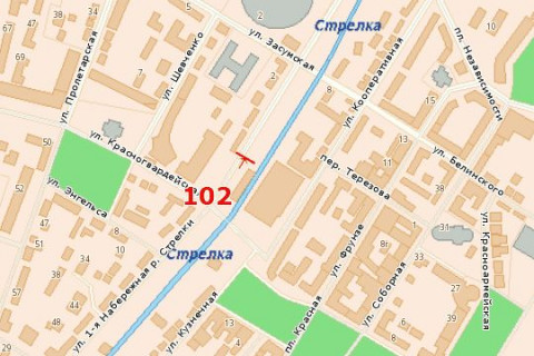 Билборд A в Сумах, 3x6  1-а Набережна р. Стрілки вул. схема