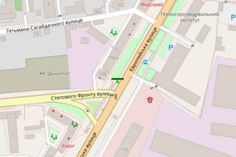 Билборд B в Полтаве, 3x6  Європейська вул. - Олександра Оксанченка вул. схема