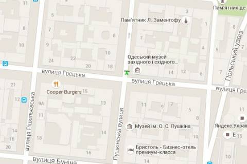 Ситилайт A в Одессе, 1.2x1.8  Італійська вул. (Пушкінська)., 9 - Грецька вул. схема