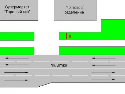 Бэклайт B в Тернополе, 1.2x1.8  Злуки просп., 45 схема