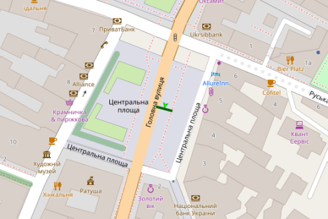 Беклайт B у Чернівцях, 1.2x1.8  Центральна пл., (№2) - Головна вул. схема