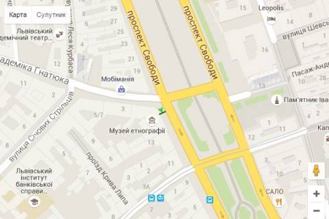 Бэклайт A в Львове, 1.2x1.8  Свободи просп., 15 схема