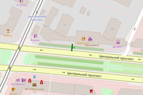 Сiтiлайт A у Миколаєві, 1.2x1.8  Центральний просп. (Леніна просп.), 74 схема