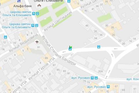 Бэклайт A в Львове, 1.2x1.8  Митрополита Андрея вул. - Митрополита Ангеловича вул. схема