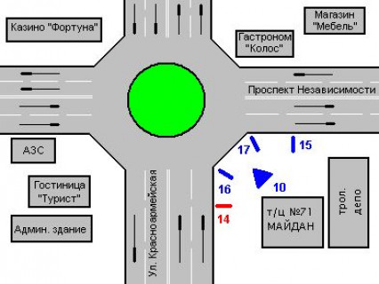 Беклайт B у Чернівцях, 1.2x1.8  Незалежності просп. - Героїв Майдану вул., 71 схема
