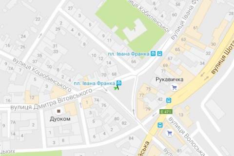 Ситилайт A в Львове, 1.2x1.8  Івана Франка пл. - Івана Франка вул. - Вітовського вул. схема