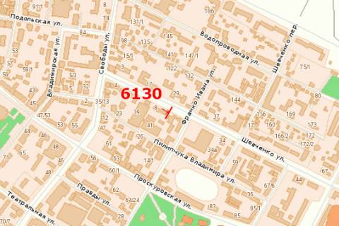 Билборд A в Хмельницком, 3x6  Шевченка вул. - Свободи вул. схема