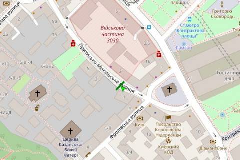 Бэклайт B в Киеве, 1.2x1.8  Притисько-Микільська вул., 1 схема