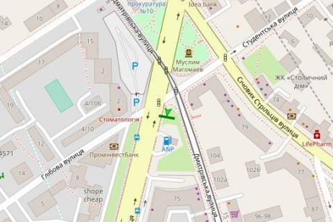 Бэклайт B в Киеве, 2.3x3.14  Чорновола В`ячеслава вул. - Дмитрівська вул. схема