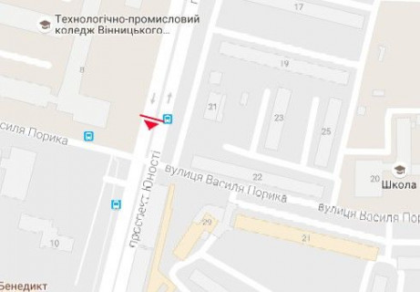 Призма A в Виннице, 3x6  Юності просп., 8 - Василя Порика вул. (Порика Василя вул.) - 654603 схема