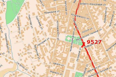 Призма B в Черновцах, 3x6  Головна вул. - Кафедральна вул. (призма) - 271325 схема