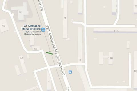 Білборд, Бігборд (Борд)  A у Києві, 3x6  Маршала Малиновського вул., 4: військкомат (у напрямку  Оболонського просп.) схема