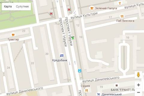 Бэклайт A в Харькове, 1.2x1.8  Науки просп. (Леніна просп.), 10 (№2) схема