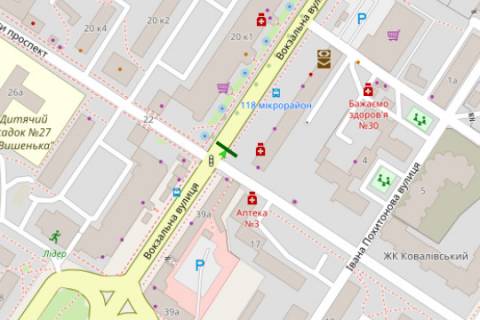 Сiтiлайт A у Кропивницький (Кіровоград), 1.2x1.8  Вокзальна вул. (Жовтневої Революції вул.), 37/16 схема