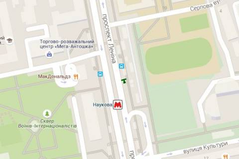 Нестандарт A в Харькове, 1.2x1.8  Науки просп. (Леніна просп.) - Серпова вул., (зупинка) №4 схема