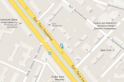 Нестандарт A в Киеве, 1.2x1.8  Лесі Українки бульв., 15 - Коновальця Євгена вул. (Щорса вул.), ;_зупинка громадського транспорту схема