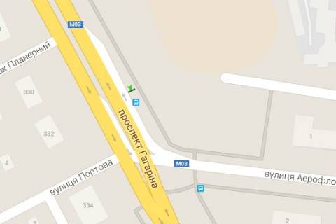 Нестандарт B у Харкові, 1.2x1.8  Гагаріна просп. - Аерофлотська вул., (зупинка) схема