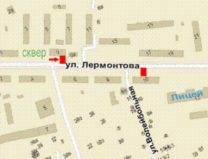 Бэклайт B в Кривом Роге, 1.2x1.8  Лермонтова вул., 9 схема