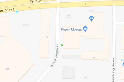 Бэклайт A в Киеве, 1.2x1.8  Оленівська вул., 25 навпроти схема