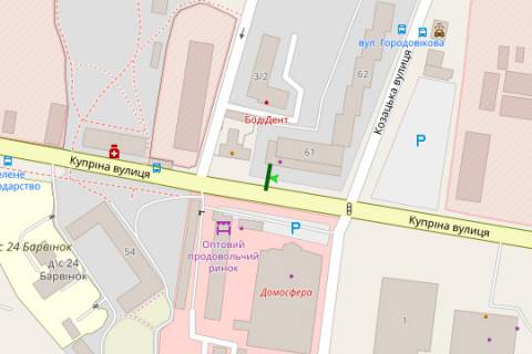 Билборд A в Хмельницком, 3x6  Купріна вул. - Козацька вул. схема