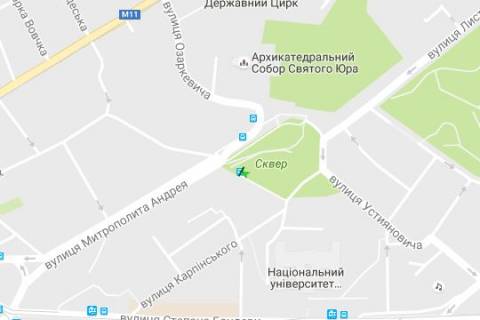 Бэклайт B в Львове, 1.2x1.8  Святого Юра пл., 1 схема