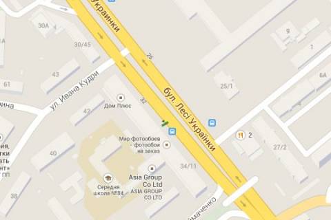 Ситилайт A в Васильевке, 1.2x1.8  Лесі Українки бульв., 34 (магазин "Ліга Нова")__зупинка громадського транспорту схема