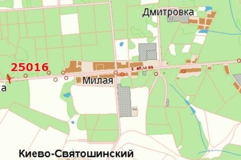 Білборд, Бігборд (Борд)  A у Київських трасах, 5x12  Київ - Житомир, 13км+950м від Києва (у напрямку  Житомира) схема