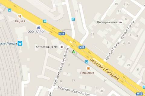 Бэклайт B в Харькове, 2.3x3.14  просп. Аерокосмічний (Гагаріна). - Мовчанівський пров. схема