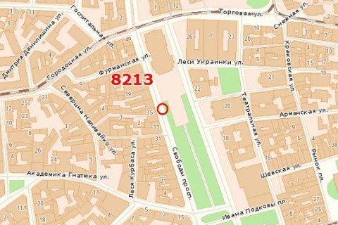 Ситилайт A в Львове, 1.2x3.6  Свободи просп., 33 схема