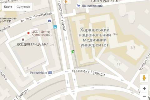 Бэклайт A в Харькове, 1.2x1.8  Науки просп. (Леніна просп.), 4 (№1) схема