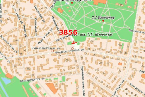 Билборд B в Ровно, 3x6  Чорновола Вячеслава вул. - Бандери Степана вул. (в бік Приходька вул.) схема