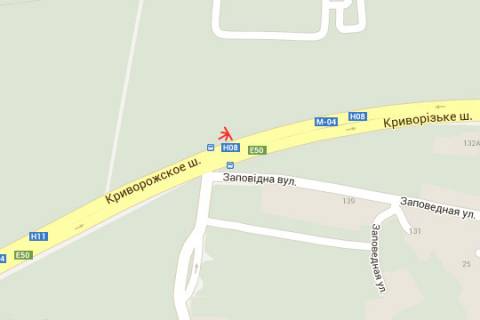 Билборд B в трассах Днепропетровска, 3x6  Криворізьке шосе - Заповідна вул. схема