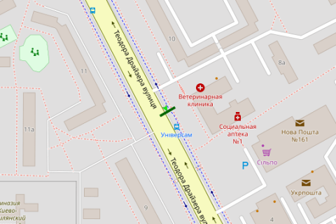 Билборд B в Васильевке, 3x6  Драйзера Теодора вул., 8 схема