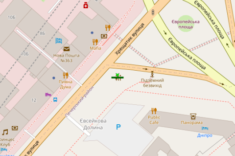 Бэклайт B в Васильевке, 1.2x3.6  Хрещатик вул., 1 готель Дніпро схема