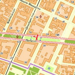 Бэклайт B в Николаеве, 1.2x1.8  Центральний просп. (Леніна просп.) - Декабристів вул., (№6) схема