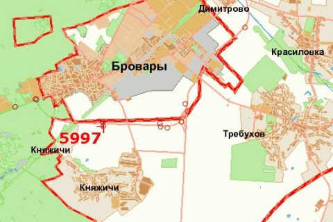 Билборд A в Бровары, 3x6  Київ - Чернігів, 10 км + 700 м (справа у напрямку  м. Чернигов 3км. від Броварів) схема