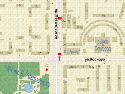Бэклайт A в Кривом Роге, 1.2x1.8  Металургів просп. - Соборності вул., 29 схема