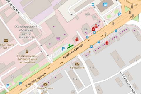 Билборд B в Житомире, 3x6  Київська вул., 87 схема