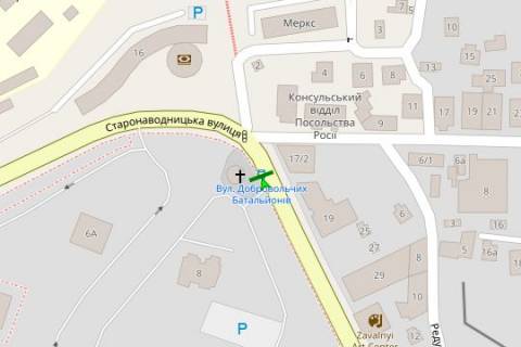 Бэклайт B в Киеве, 1.2x1.8  Старонаводницька вул., 8, зуп. «Добровольчих батальйонів» схема